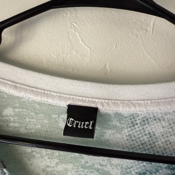 Cruel Shirt Western Large White Green‎ Long Sleeve V Neck Ombre Lightweight - Picture 4 of 7